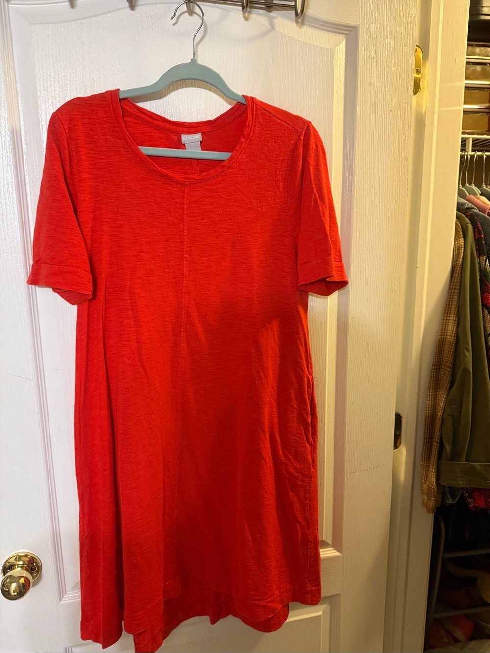 Chico's Red Short Sleeve Midi Dress